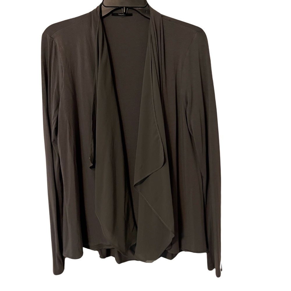 Tahari gray draped front cardigan- light weight